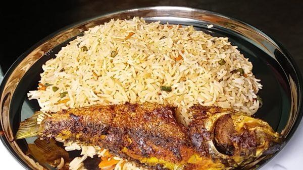Curry Rice with Grilled Red Fish/Fried Red Fish