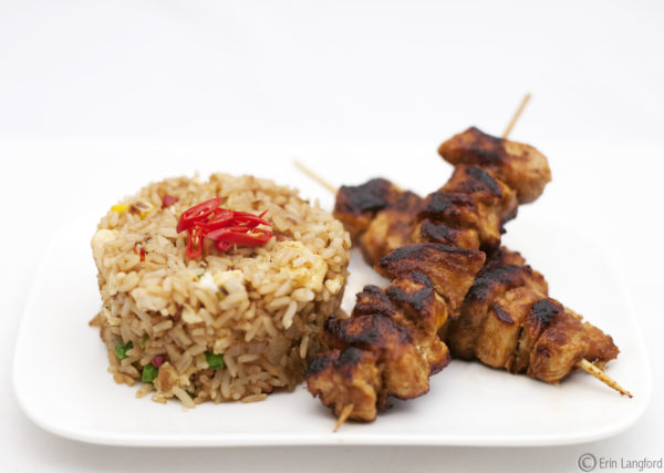 Fried Rice with Chicken kebab